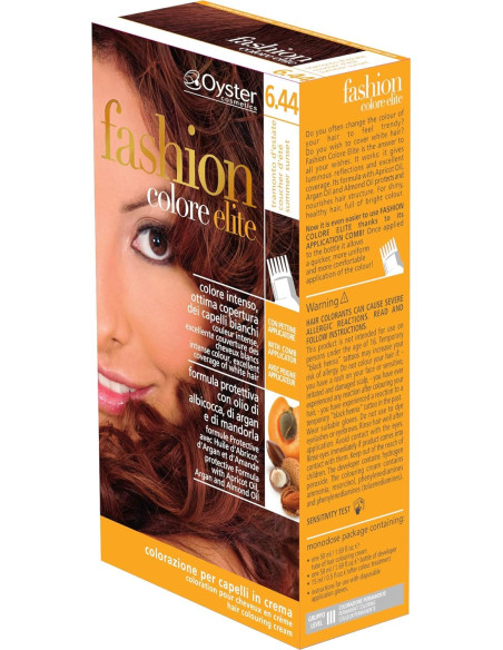 Fashion Colore Elite permanent hårfärgningskit 6.44 intensiv koppar mörkblond, 50+50+15 ml