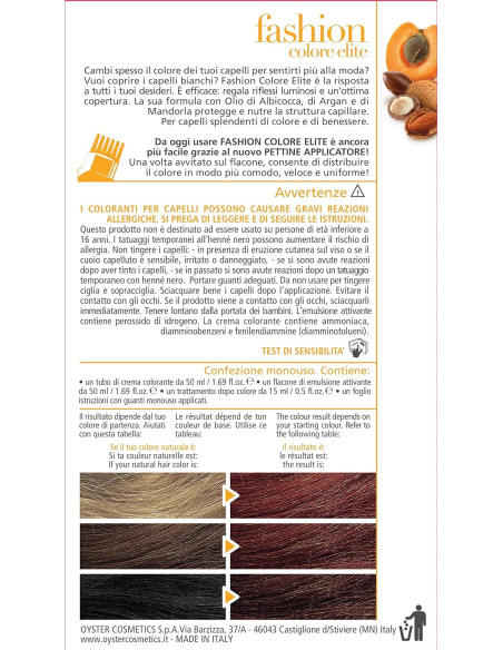 Fashion Colore Elite permanent hårfärgningskit 6.44 intensiv koppar mörkblond, 50+50+15 ml