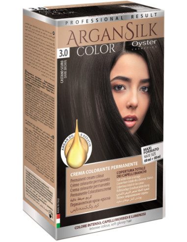 ARGAN SILK Hårfärg 3.0, mörkbrun 60+60ml