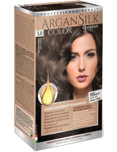 ARGAN SILK Hårfärg 5.0, ljusbrun 60+60ml