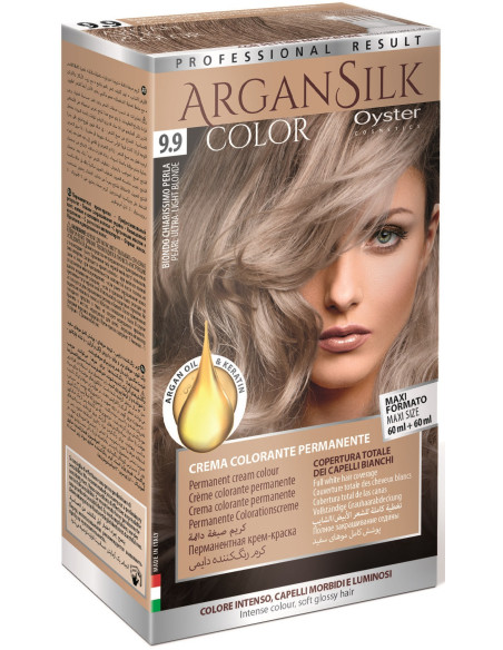 ARGAN SILK Hårfärg 9.9, ljus pärlblond 60+60ml