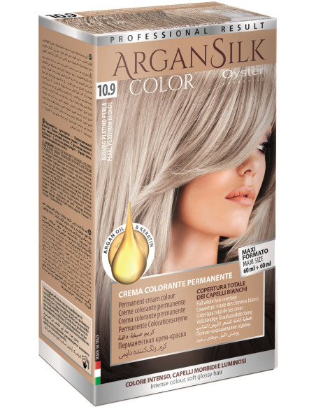 ARGAN SILK Hårfärg 10.9, platina pärlblond 60+60ml