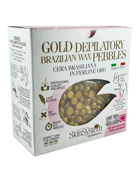 Skinsystem Brazilian Hard Wax Pearls Gold (mikrovågsugn), epileringsset