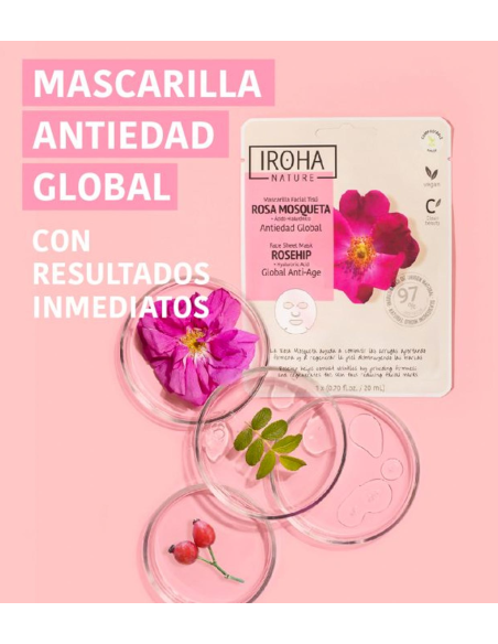 IROHA NATURE Anti-age ansiktsmask (nypon/hyaluronsyra) 20ml
