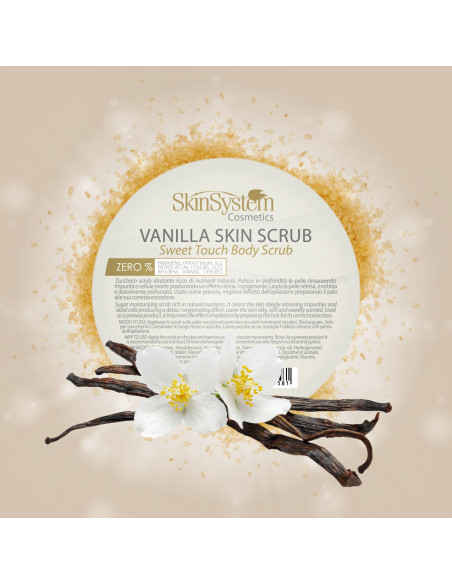 SkinSystem kroppsskrubb för kroppen, återfuktande, exfolierande, torr hud, socker, vanilj 200 ml