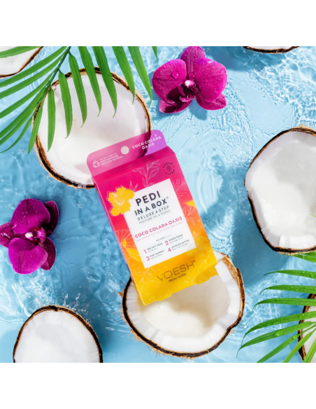 VOESH - PEDI IN A BOX Fotset Coco Colada Oasis för torr hud, uppfriskande, 4 produkter