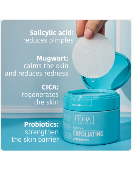 IROHA NATURE ACNE PRONE Peeling pads med salicylsyra för akneminskning 50 st