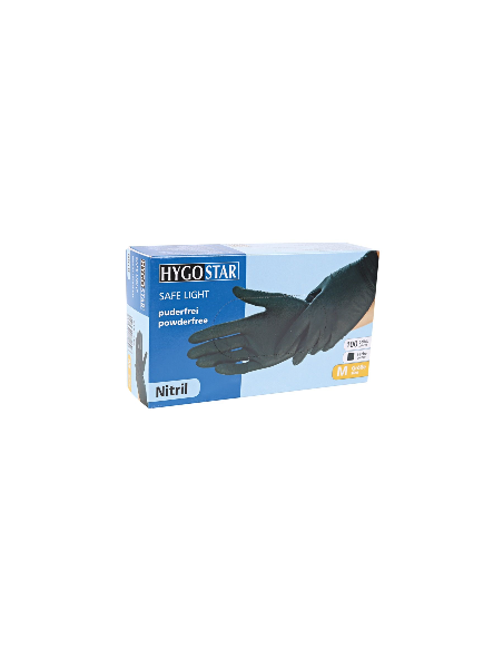 Handskar Nitrylex PF Svarta | Nitril | Puderfria (Medium, 7-8) | Svarta 100 st.