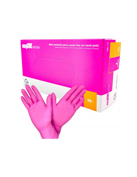 Handskar Nitrylex Collagen PF | Nitril | Puderfria (Liten, 6-7) | Rosa 100 st.