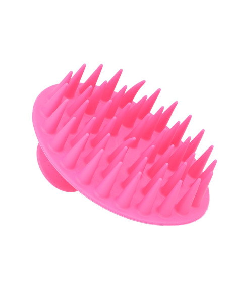 Massageborste för hårbotten av silikon, fuchsia